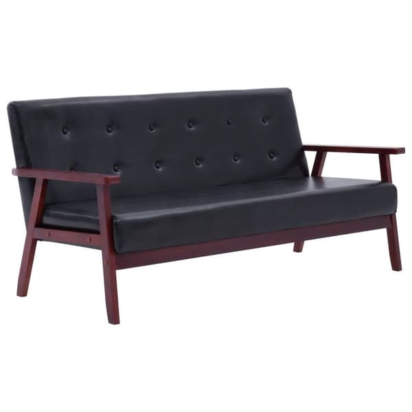 vidaXL sofasæt 3 dele kunstlæder sort