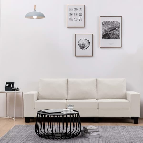 vidaXL 3-personers sofa stof cremefarvet