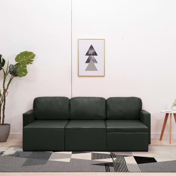 vidaXL Bäddsoffa modulär 3-sits grå konstläder