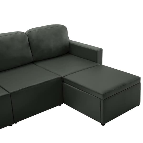 vidaXL Bäddsoffa modulär 3-sits grå konstläder