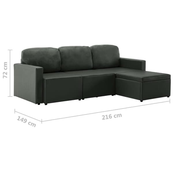 vidaXL Bäddsoffa modulär 3-sits grå konstläder
