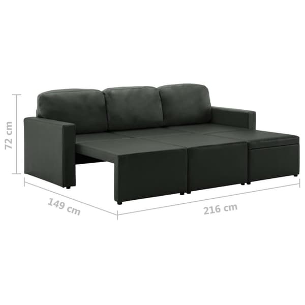 vidaXL Bäddsoffa modulär 3-sits grå konstläder