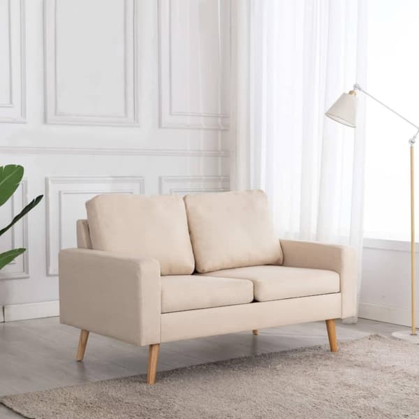 vidaXL 2-personers sofa stof cremefarvet