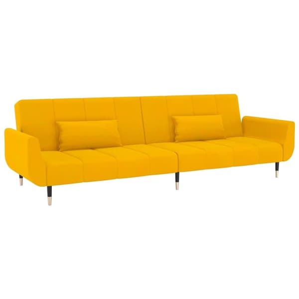 vidaXL 2-personers sovesofa med 2 puder fløjl gul