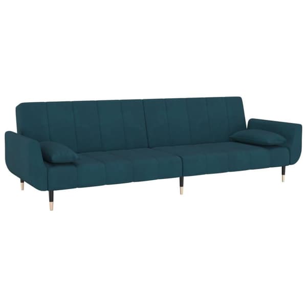 vidaXL Bäddsoffa 2-sits med två kuddar blå sammet