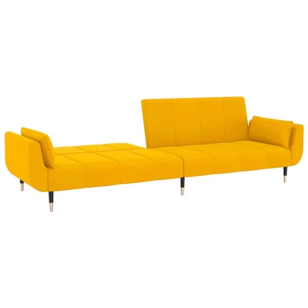 vidaXL Bäddsoffa 2-sits med två kuddar gul sammet