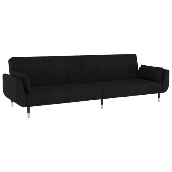 vidaXL Bäddsoffa 2-sits med två kuddar svart sammet