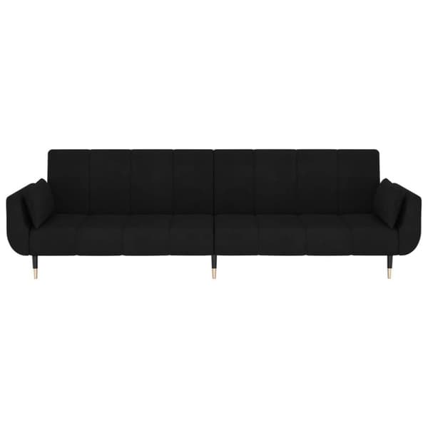 vidaXL Bäddsoffa 2-sits med två kuddar svart sammet