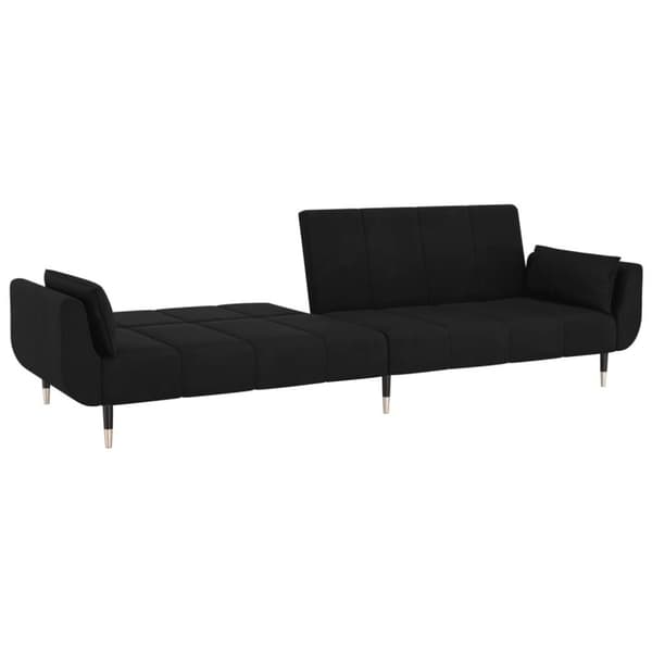 vidaXL Bäddsoffa 2-sits med två kuddar svart sammet