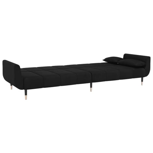 vidaXL Bäddsoffa 2-sits med två kuddar svart sammet