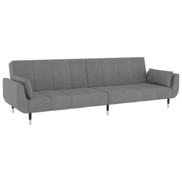 vidaXL Bäddsoffa 2-sits med två kuddar ljusgrå sammet