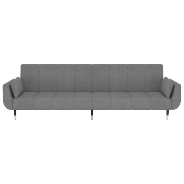 vidaXL Bäddsoffa 2-sits med två kuddar ljusgrå sammet