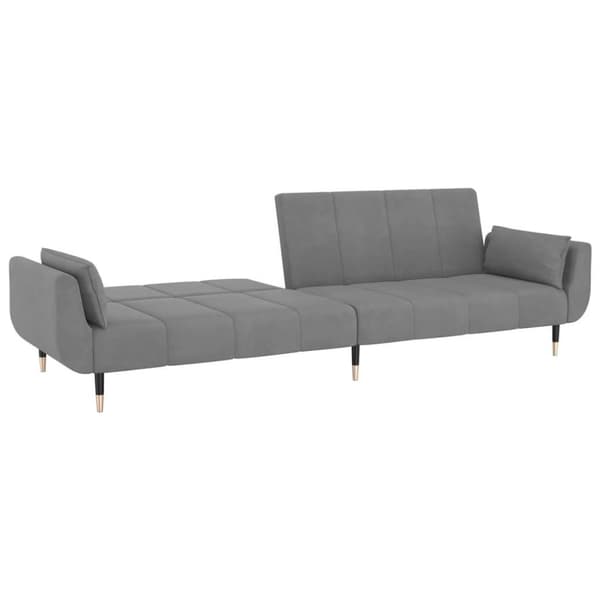vidaXL Bäddsoffa 2-sits med två kuddar ljusgrå sammet