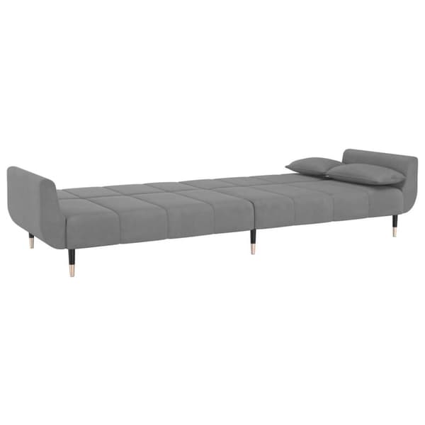 vidaXL Bäddsoffa 2-sits med två kuddar ljusgrå sammet