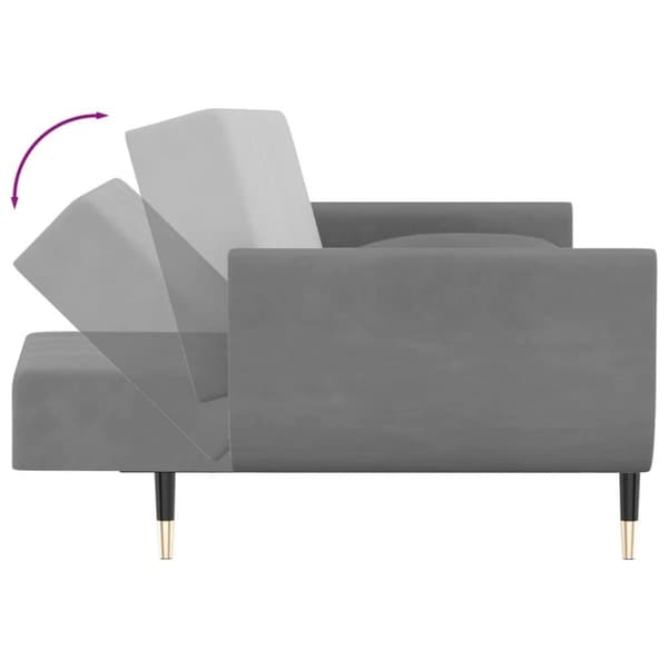 vidaXL Bäddsoffa 2-sits med två kuddar ljusgrå sammet