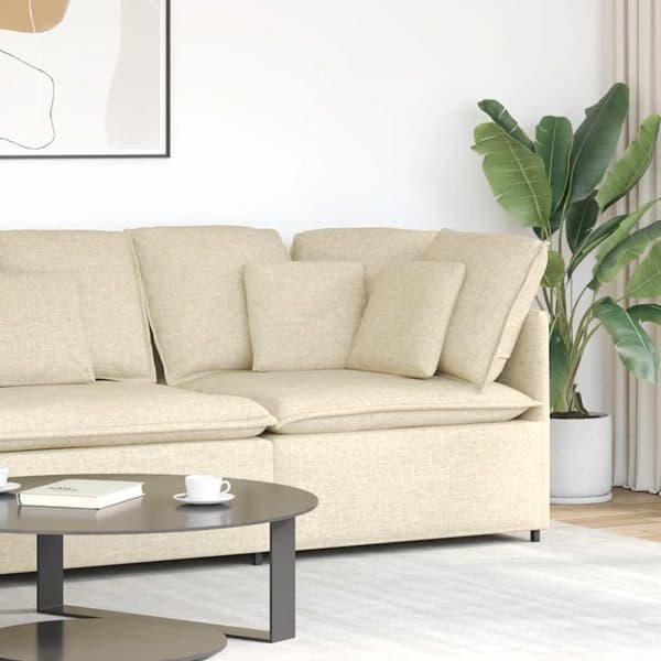 Modulär hörnmodul för soffa med kuddar cremefärgad 100 cm