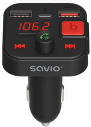 SAVIO FM transmitter, Bluetooth 5.3, QC 3.0 charger, LED display, Bass Boost, TR-15, black