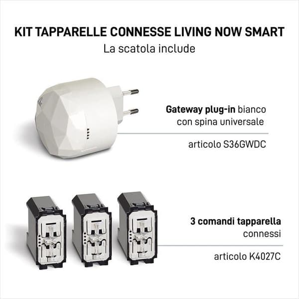 Bticino kontrollsats - SKW3602KIT - Connesse Living Now Smart Blind Kit, Vit