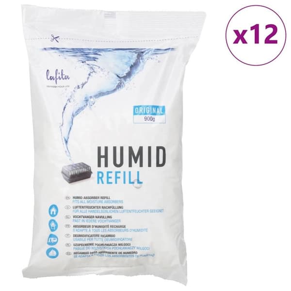 vidaXL Fuktabsorbent refiller 12 st 900 g