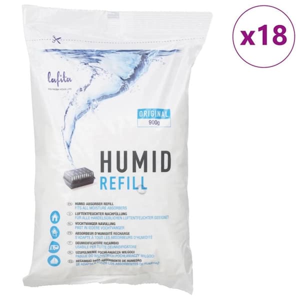 vidaXL Fuktabsorbent refiller 18 st 900 g