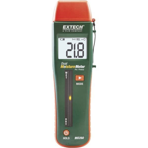 Extech MO260 Fuktmätare för material Mätområde byggfukt 0 till 99.9 % vol Måtområde träfuktighet 0 till 99.9 % vol