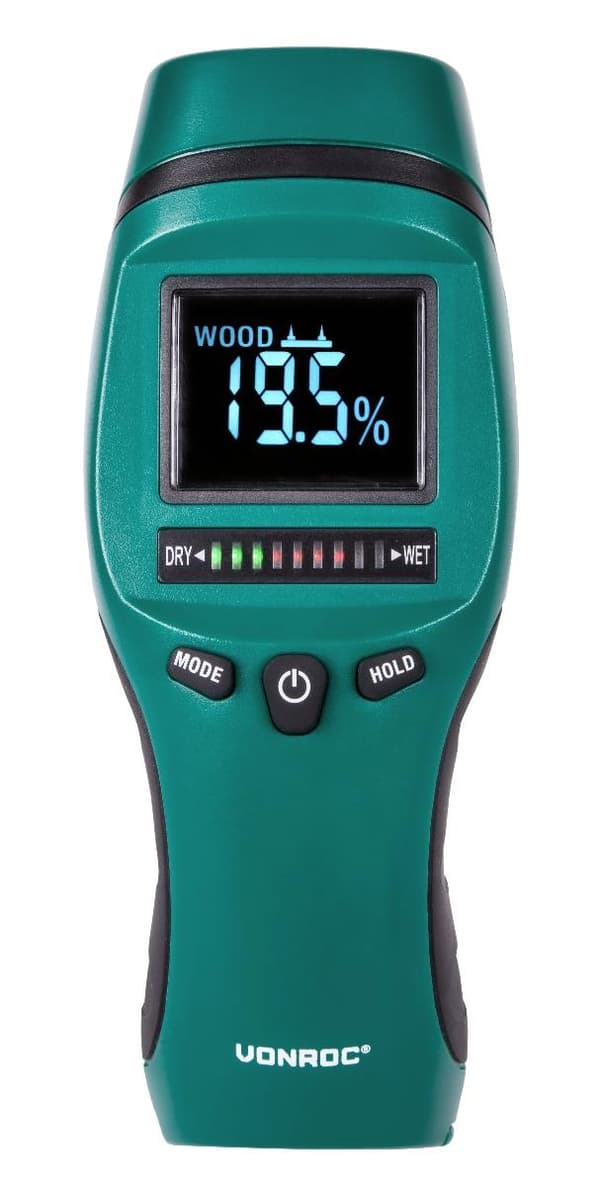 VONROC Fugtmåler | PRO | Batteridrevet | LCD med høj kontrast | Inkl. 9V Batteri