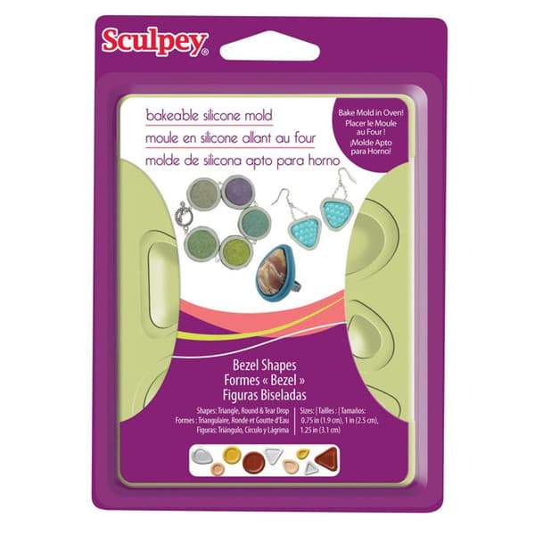 Flexibel silikonform - Sculpey - Bezel-form - Lätt att ta bort - Ideal för polymerlera - Blandad