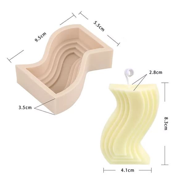 Silikonform Ljusformar - Wave - H: 8,3 cm