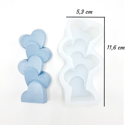 Silikonform Ljusformar - Hjärtan i Höjd - H: 10 cm