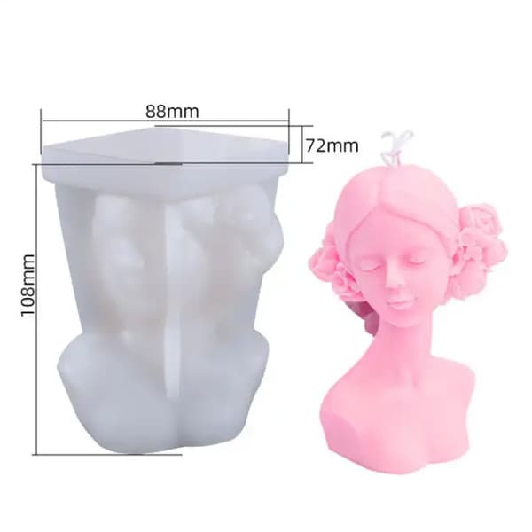 Silikonform Ljusformar - Rosenflicka - H: 9,8 cm