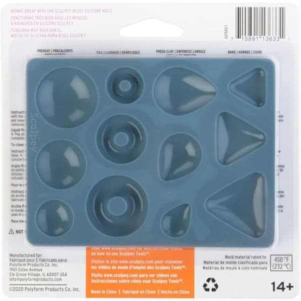 Flexibel silikonform - Sculpey - Cabochonform - Lätt att ta ut - För polymerlera - Blandad