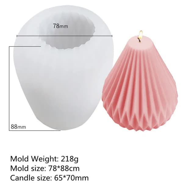Silikonform Ljusformar - Plisserat Ljus - H: 7 cm