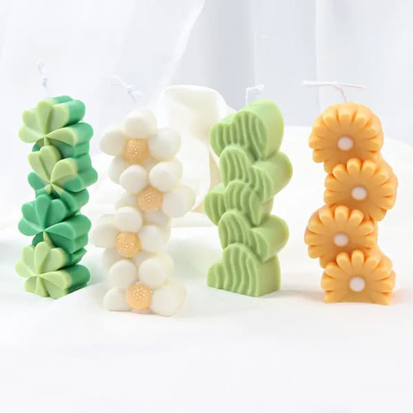 Silikonform Ljusformar - Blommor i Höjd - H: 11,5 cm