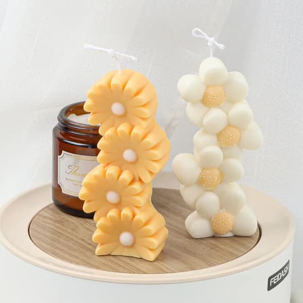 Silikonform Ljusformar - Blommor i Höjd - H: 11,5 cm