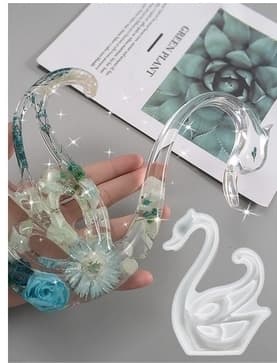 2-Pack 3D Swan Resin Forme Animal Swan Girl Form Letvægts støbeforme