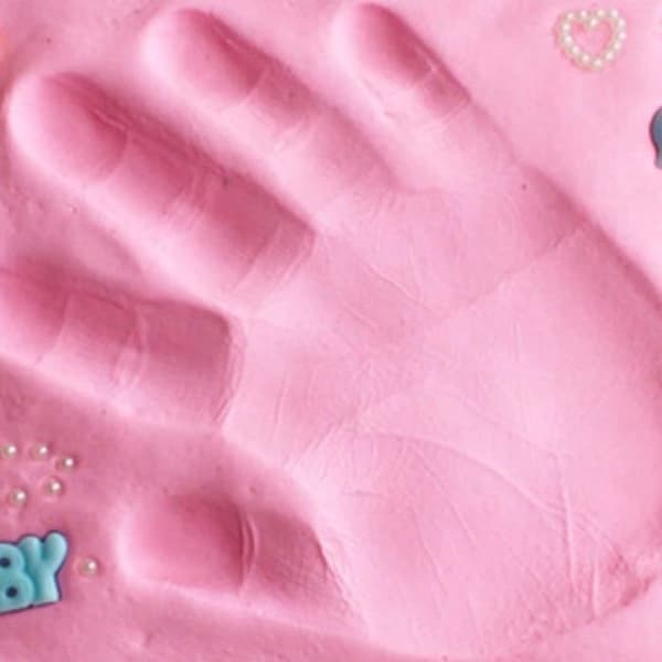Fot- och handavtrycksform - SHOP-STORY - Gul - Självhärdande - För baby - 3 år och uppåt