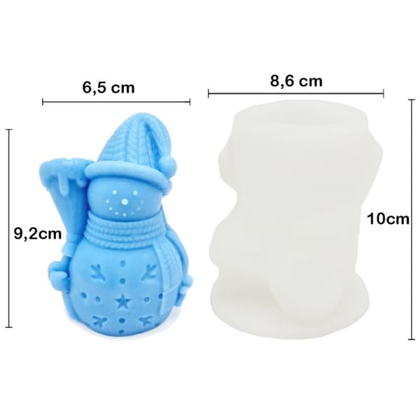 Silikonform Ljusformar - Snögubbe - H: 9,2 cm