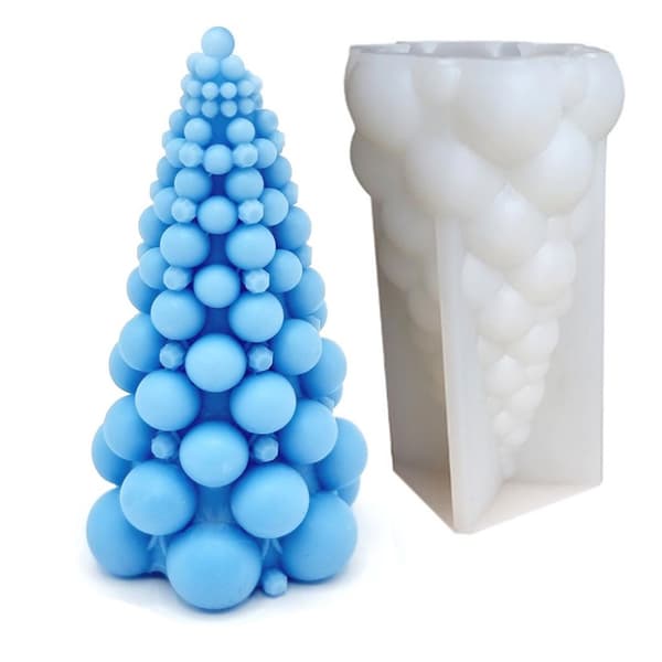 Silikonform Ljusformar - Bubblig Julgran - H: 9 cm