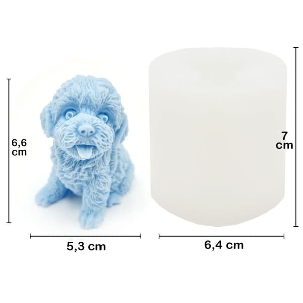 Silikonform Ljusformar - Hund - H: 6,6 cm