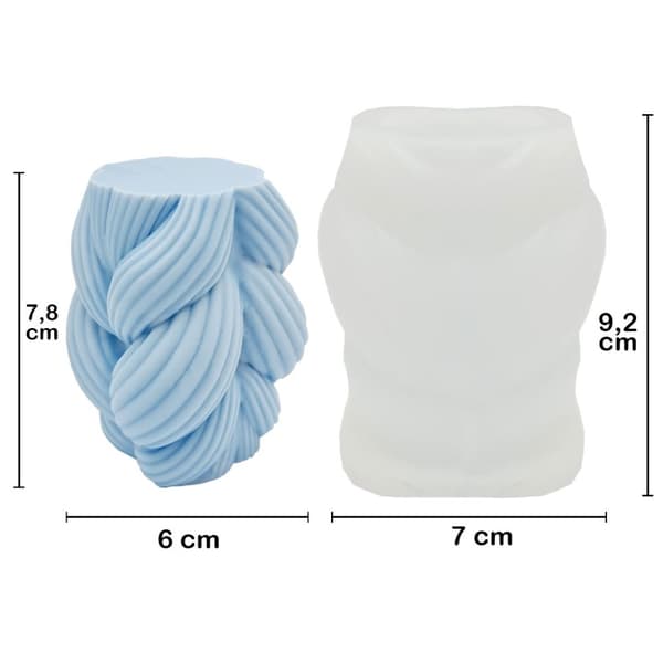 Silikonform Ljusformar - Twistad Fläta - H: 7,8 cm