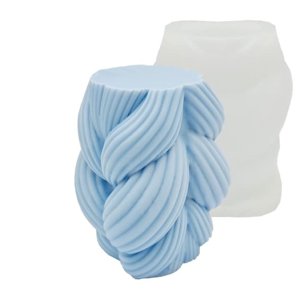 Silikonform Ljusformar - Twistad Fläta - H: 7,8 cm