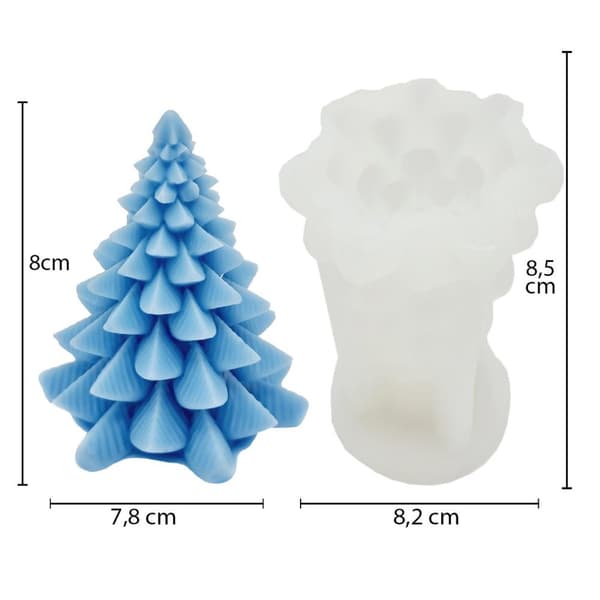 Silikonform Ljusformar - Julgran - H: 8 cm