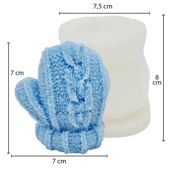 Silikonform Ljusformar - Stickad Vante - H: 7 cm