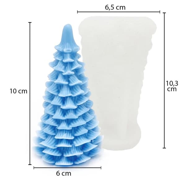 Silikonform Ljusformar - Julgran - H: 10 cm