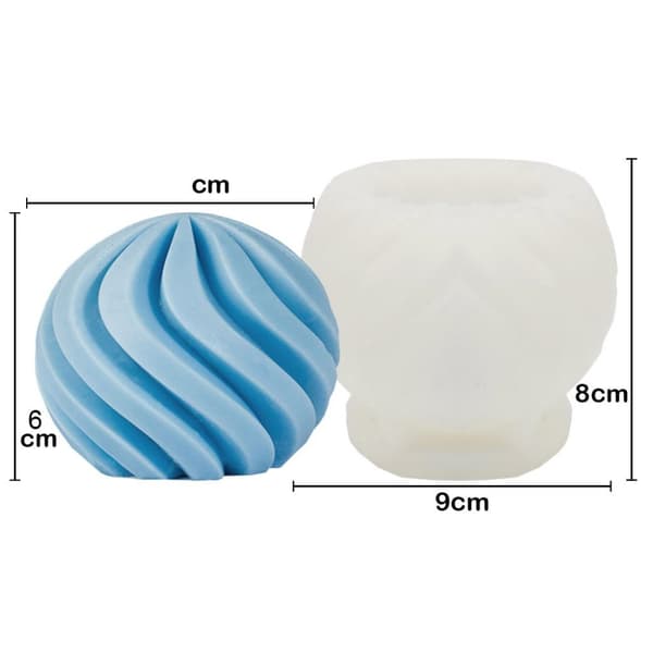 Silikonform Ljusformar - Spiral Boll - Dia: 8 cm