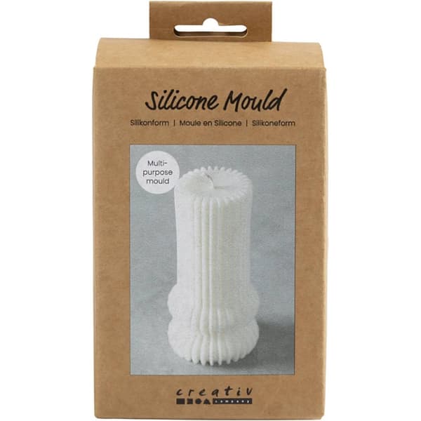 Silikonform Gjutform - Räfflad Cylinder Med Bågar - H: 12 cm