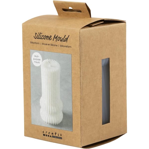 Silikonform Gjutform - Räfflad Cylinder Med Bågar - H: 12 cm
