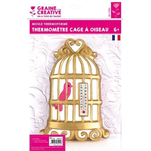 Thermoformad formar - Kreativ frö - Fågelbur - Termometer inkluderad - Frostbeständig - 19 cm
