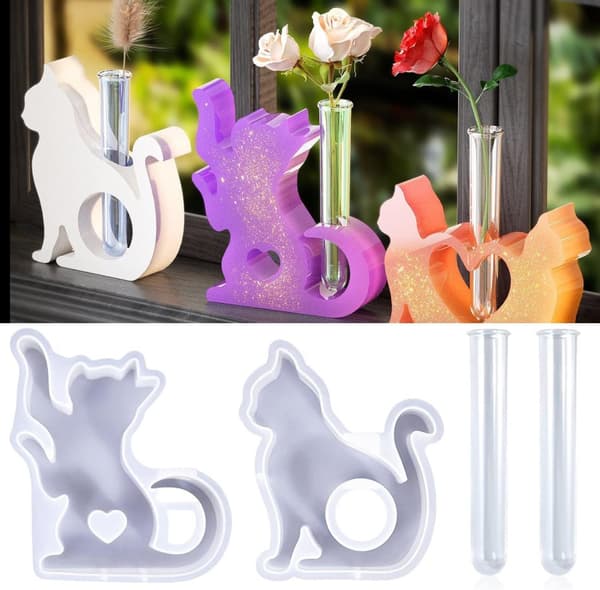3D-kattformad silikonform – DIY-form för ljus och gips