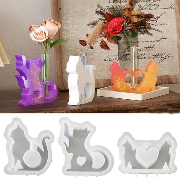 3D-kattformad silikonform – DIY-form för ljus och gips